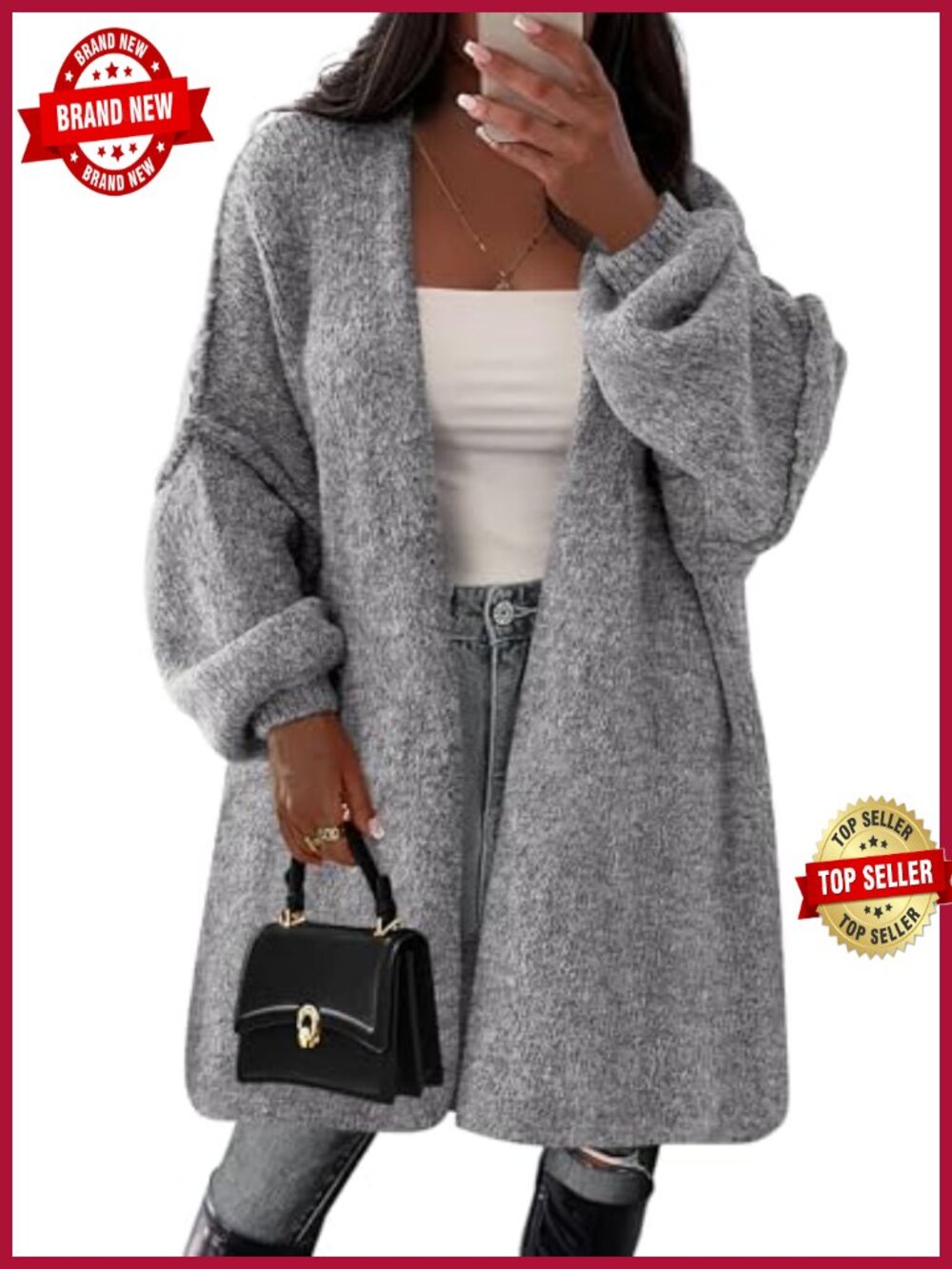 Oversized Knit Cardigan Long Sleeve Open Front Fall Sweater